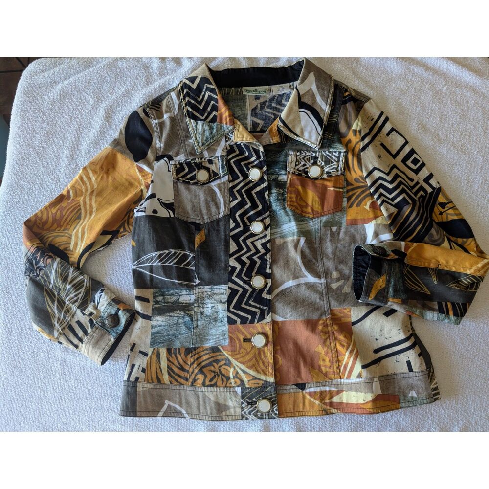 Patchington Patchwork Print Jacket Stretch Button… - image 7